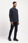 Buy Abraham And Thakore Blue Corduroy Collared Solid Shirt Online at Aza Fashions Buy_Abraham And Thakore_Blue Corduroy Collared Solid Shirt_Online_at_Aza_Fashions