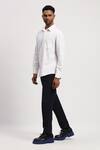 Abraham And Thakore_White Corduroy Collared Plain Shirt _Online_at_Aza_Fashions
