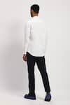 Shop_Abraham And Thakore_White Corduroy Collared Plain Shirt _at_Aza_Fashions