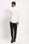 Shop_Abraham And Thakore_White Cotton Embroidery Dot Collared Shirt _at_Aza_Fashions