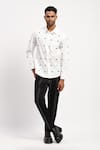 Buy_Abraham And Thakore_White Cotton Embroidery Dot Collared Shirt _at_Aza_Fashions