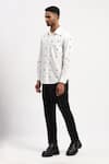 Buy_Abraham And Thakore_White Cotton Embroidery Dot Collared Shirt _Online_at_Aza_Fashions