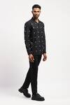 Buy_Abraham And Thakore_Black Pure Cotton Dots Pattern Embroidered Shirt _Online_at_Aza_Fashions