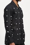 Abraham And Thakore_Black Pure Cotton Dots Pattern Embroidered Shirt _at_Aza_Fashions
