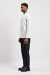 Abraham And Thakore_White Pure Cotton Geometric Crewel Embroidered Shirt _Online_at_Aza_Fashions