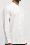 Abraham And Thakore_White Pure Cotton Geometric Crewel Embroidered Shirt _at_Aza_Fashions