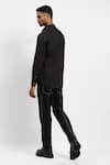 Shop_Abraham And Thakore_Black Pure Cotton Geometric Embroidered Shirt _at_Aza_Fashions