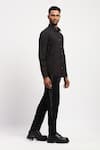 Shop_Abraham And Thakore_Black Pure Cotton Geometric Embroidered Shirt _Online_at_Aza_Fashions
