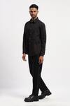 Abraham And Thakore_Black Pure Cotton Geometric Embroidered Shirt _at_Aza_Fashions