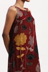 Buy_Abraham And Thakore_Multi Color Velvet Floral, Beads, Rhinestones Round Print Dress 