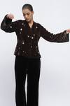 Buy Abraham And Thakore Brown Velvet Sequin, Shells, Beads, Buttons V Neck Scattered Embroidered Jacket Online at Aza Fashions Buy_Abraham And Thakore_Brown Velvet Sequin, Shells, Beads, Buttons V Neck Scattered Embroidered Jacket _Online_at_Aza_Fashions
