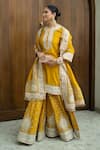 Sheetal Batra_Yellow Silk Chanderi Kashmiri Tilla Round Raina Embroidered Kurta Sharara Set _Online_at_Aza_Fashions