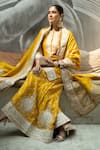 Buy_Sheetal Batra_Yellow Silk Chanderi Kashmiri Tilla Round Raina Embroidered Kurta Sharara Set 