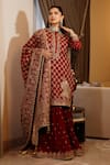 Buy Sheetal Batra Red Gharara Georgette, Kurta And Dupatta Raw Silk Geometric Embroidered Set Online at Aza Fashions Buy_Sheetal Batra_Red Gharara Georgette, Kurta And Dupatta Raw Silk Geometric Embroidered Set _Online_at_Aza_Fashions