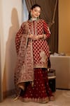 Buy Sheetal Batra Red Gharara Georgette, Kurta And Dupatta Raw Silk Geometric Embroidered Set at Aza Fashions Buy_Sheetal Batra_Red Gharara Georgette, Kurta And Dupatta Raw Silk Geometric Embroidered Set _at_Aza_Fashions