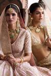 Sheetal Batra_Ivory Silk Organza Kiran Dori Plunge V Neck Embroidered Lehenga Set _Online_at_Aza_Fashions