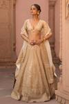 Shop_Sheetal Batra_Ivory Silk Organza Kiran Dori Plunge V Neck Embroidered Lehenga Set _at_Aza_Fashions