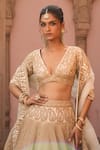 Sheetal Batra_Ivory Silk Organza Kiran Dori Plunge V Neck Embroidered Lehenga Set _at_Aza_Fashions