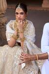 Sheetal Batra_Ivory Silk Organza Kiran Dori Plunge V Neck Embroidered Lehenga Set _Online