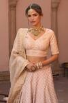 Shop_Sheetal Batra_Pink Silk Embroidery V-neck Kiran Dori Lehenga Set _at_Aza_Fashions