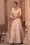 Buy_Sheetal Batra_Pink Silk Embroidery V-neck Kiran Dori Lehenga Set _at_Aza_Fashions