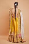 Sheetal Batra_Yellow Blouse And Lehenga Pure Raw Silk, Dupatta Amna Border Embroidered Set _Online_at_Aza_Fashions