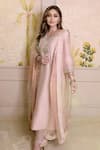 Buy_Sheetal Batra_Pink Chanderi , Organza Embroidery Floral Kashmiri Tilla Kurta Set _at_Aza_Fashions