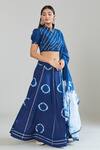 Buy_Samyukta Singhania_Blue Pure Cotton Lace Mandarin Collar Tie-dye Pattern Lehenga Set_Online_at_Aza_Fashions