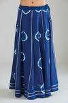 Shop_Samyukta Singhania_Blue Pure Cotton Lace Mandarin Collar Tie-dye Pattern Lehenga Set_Online_at_Aza_Fashions