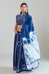 Buy_Samyukta Singhania_Blue Pure Cotton Lace Mandarin Collar Tie-dye Pattern Lehenga Set_at_Aza_Fashions