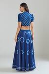 Shop_Samyukta Singhania_Blue Pure Cotton Lace Mandarin Collar Tie-dye Pattern Lehenga Set_at_Aza_Fashions