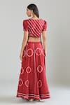 Shop Samyukta Singhania Red Cotton Lace Mandarin Collar Embroidered Tie-dye Flared Lehenga Set at Aza Fashions Shop_Samyukta Singhania_Red Cotton Lace Mandarin Collar Embroidered Tie-dye Flared Lehenga Set_at_Aza_Fashions