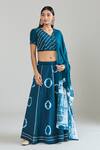 Buy_Samyukta Singhania_Blue Cotton Lace Mandarin Collar Tie-dye Embroidered Lehenga Set_at_Aza_Fashions