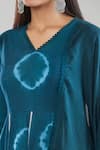 Buy_Samyukta Singhania_Blue Cotton Lace V-neck Tie-dye Anarkali Set With Dupatta And Pant _Online_at_Aza_Fashions