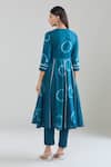 Shop_Samyukta Singhania_Blue Cotton Lace V-neck Tie-dye Anarkali Set With Dupatta And Pant _at_Aza_Fashions