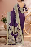 Shop_Naintara Bajaj_Purple Georgette, Silk Embroidery, Zari, Floral Paisley Woven Saree And Blouse_at_Aza_Fashions