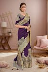 Buy_Naintara Bajaj_Purple Georgette, Silk Embroidery, Zari, Floral Paisley Woven Saree And Blouse_Online_at_Aza_Fashions