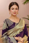 Shop_Naintara Bajaj_Purple Georgette, Silk Embroidery, Zari, Floral Paisley Woven Saree And Blouse_Online_at_Aza_Fashions