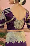 Buy_Naintara Bajaj_Purple Georgette, Silk Embroidery, Zari, Floral Paisley Woven Saree And Blouse