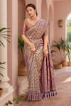 Naintara Bajaj Purple Silk, Brocade Embroidery, Tassels Abstract Woven Pattern Saree And Blouse Online at Aza Fashions Naintara Bajaj_Purple Silk, Brocade Embroidery, Tassels Abstract Woven Pattern Saree And Blouse _Online_at_Aza_Fashions