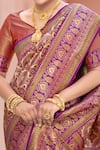 Shop Naintara Bajaj Purple Silk, Brocade Embroidery, Tassels Abstract Woven Pattern Saree And Blouse Shop_Naintara Bajaj_Purple Silk, Brocade Embroidery, Tassels Abstract Woven Pattern Saree And Blouse