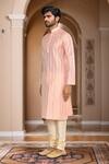 Buy_Arihant Rai Sinha_Peach Brocade, Silk Linear Woven Kurta Set