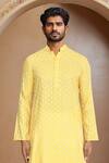 Arihant Rai Sinha Yellow Brocade, Silk Woven Straight Kurta With Patiala at Aza Fashions Arihant Rai Sinha_Yellow Brocade, Silk Woven Straight Kurta With Patiala_at_Aza_Fashions