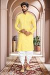 Shop Arihant Rai Sinha Yellow Brocade, Silk Woven Straight Kurta With Patiala Shop_Arihant Rai Sinha_Yellow Brocade, Silk Woven Straight Kurta With Patiala