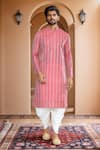 Buy Arihant Rai Sinha Red Brocade, Silk Woven Band Collar Kurta And Patiala Set Online at Aza Fashions Buy_Arihant Rai Sinha_Red Brocade, Silk Woven Band Collar Kurta And Patiala Set_Online_at_Aza_Fashions