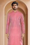 Arihant Rai Sinha Red Brocade, Silk Woven Band Collar Kurta And Patiala Set at Aza Fashions Arihant Rai Sinha_Red Brocade, Silk Woven Band Collar Kurta And Patiala Set_at_Aza_Fashions