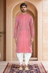 Buy Arihant Rai Sinha Red Brocade, Silk Woven Band Collar Kurta And Patiala Set Buy_Arihant Rai Sinha_Red Brocade, Silk Woven Band Collar Kurta And Patiala Set