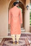 Shop Arihant Rai Sinha Peach Brocade, Silk Leaf Motif Kurta Set With Patiala Pant at Aza Fashions Shop_Arihant Rai Sinha_Peach Brocade, Silk Leaf Motif Kurta Set With Patiala Pant_at_Aza_Fashions