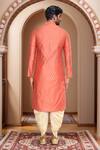 Shop_Arihant Rai Sinha_Peach Kurta Brocade, Patiala Pant Art Silk Abstract Woven Motif And Set_at_Aza_Fashions