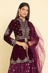Buy Naintara Bajaj Purple Silk, Velvet, Net Sequins, Zari Paisley Embroidered Peplum Lehenga Set Online at Aza Fashions Buy_Naintara Bajaj_Purple Silk, Velvet, Net Sequins, Zari Paisley Embroidered Peplum Lehenga Set_Online_at_Aza_Fashions